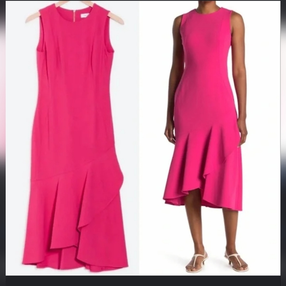Calvin Klein Sleeveless Midi Dress in Hibiscus Pink Size 10 - Picture 7 of 7